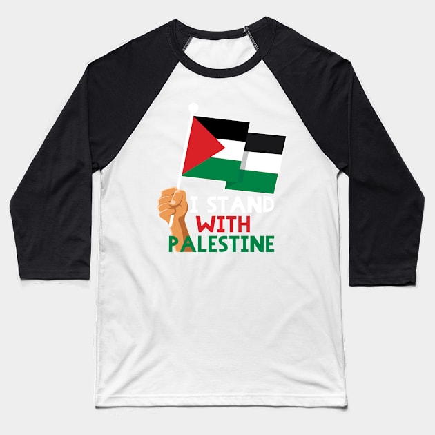 I Stand with Palestine - Free Palestine - I Love Palestine - Palestinian Resistance Solidarity Design -wht Baseball T-Shirt by QualiTshirt